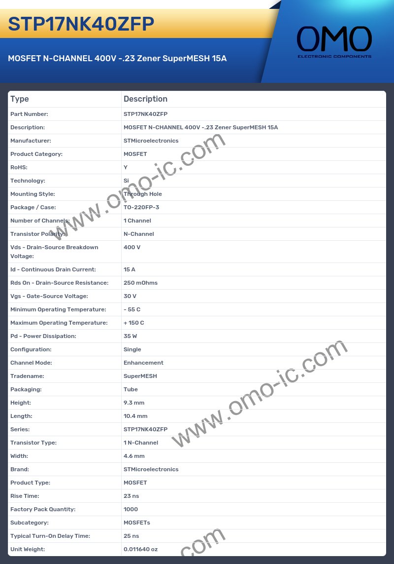 STP17NK40ZFP