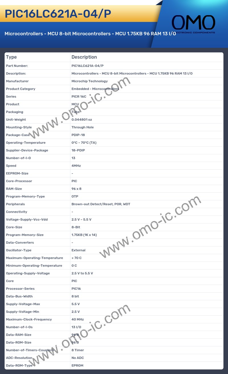 PIC16LC621A-04/P