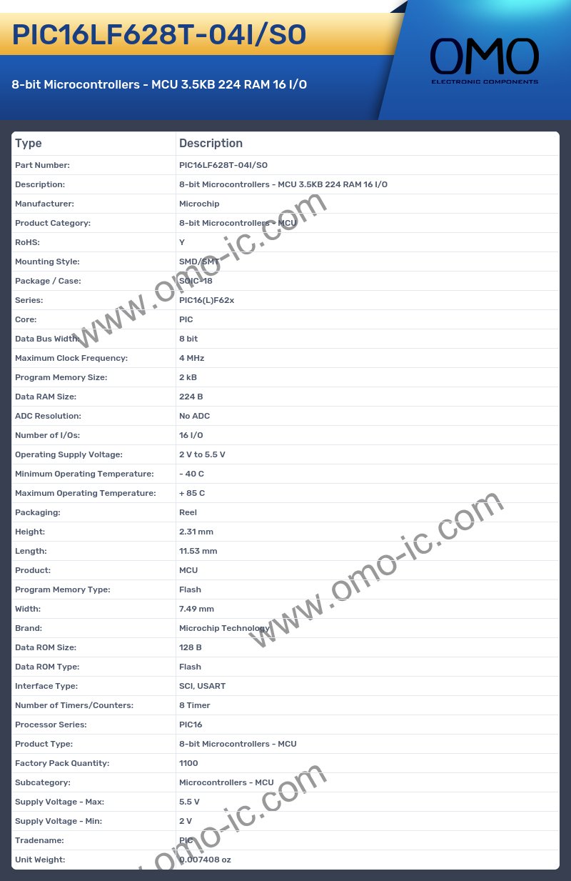 PIC16LF628T-04I/SO