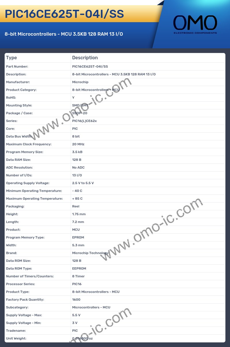 PIC16CE625T-04I/SS