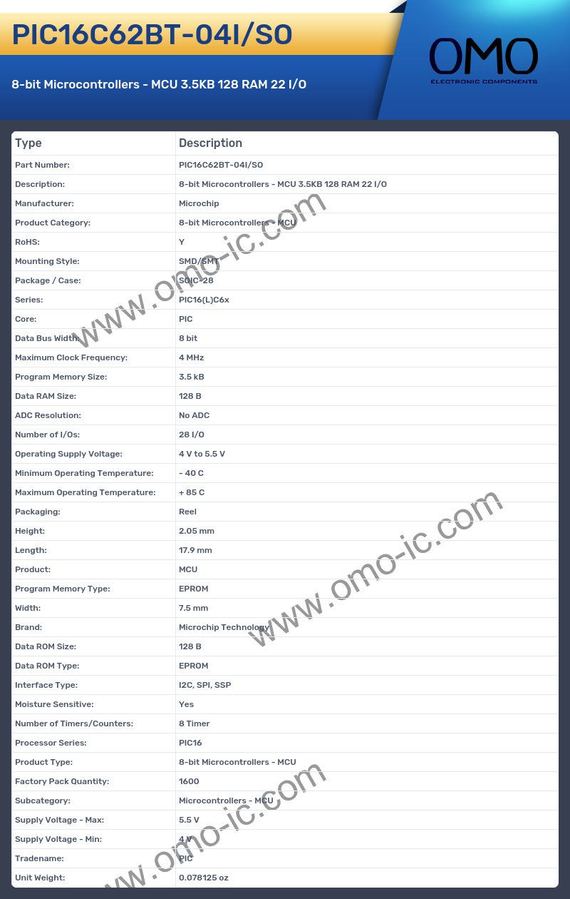 PIC16C62BT-04I/SO