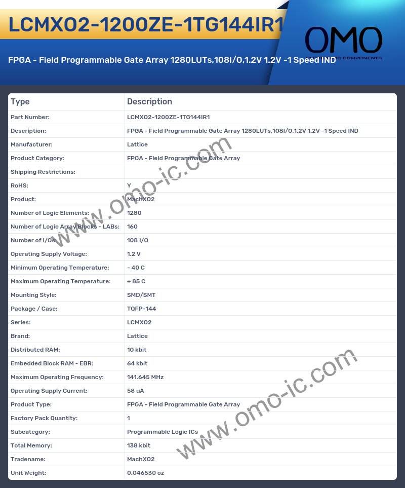 LCMXO2-1200ZE-1TG144IR1