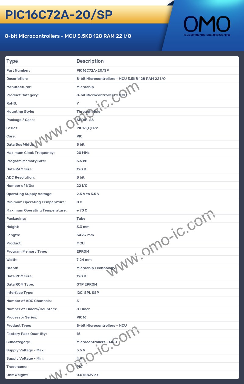 PIC16C72A-20/SP